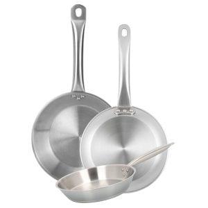 OPORTUNIDAD: Well Home Set de 3 Sartenes Ø20Ø24Ø28cm en Acero inoxidable, Aptas para inducción y SIN antiadherente rebajado hoy