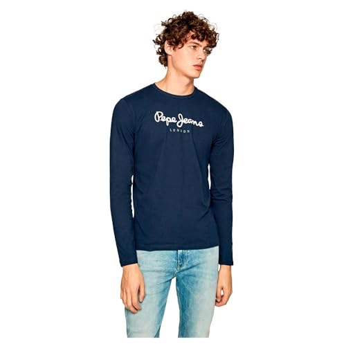PROMOCIÓN: Pepe Jeans Eggo Camiseta para Hombre Slim Fit Manga Larga Azul, XS con descuento
