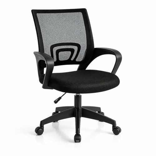 CHOLLO: T-LoVendo - Silla de Oficina o Escritorio ergonómica con Soporte Lumbar, Malla Transpirable, Regulable en Altura, Ruedas antiarañazos, Color Negro en promoción