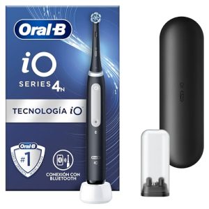¡GRAN PRECIO! Oral-B iO 4N Cepillo de Dientes Eléctrico con Mango Recargable, 1 Cabezal y Estuche de Viaje, Diseñado por Braun – Negro