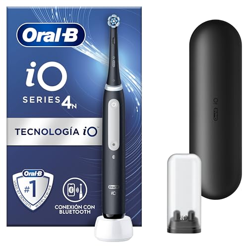 ¡GRAN PRECIO! Oral-B iO 4N Cepillo de Dientes Eléctrico con Mango Recargable, 1 Cabezal y Estuche de Viaje, Diseñado por Braun - Negro