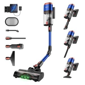 TOP VENTAS: SmartAI V15 Ultra Aspiradora sin Cable 58000Pa/600W/75Min, Doble Depósito 1,8L, Tubo Flexible, Cepillo en V Antienredos, Aspirador Escoba sin Cable para Pelo de Mascotas y Suelo Alfombra