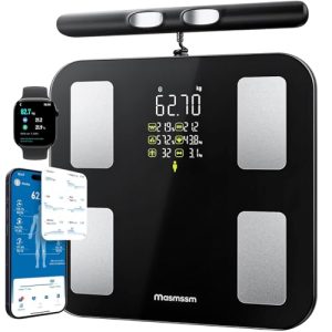 Báscula de Baño Digital 8 Electrodos, Báscula Grasa Corporal Inteligente con Gran Pantalla VA, 28 Métricas, Análisis Corporal BIA Doble Frecuencia, Compatible iOS y Android, 30*30cm, Máx. 180kg/400lb