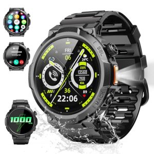DESCUENTO: Reloj Inteligente Hombre con Linterna, 1.53» Militar Smartwatch con 1000mAh, IP68 Reloj Deportivo con Llamadas /Monitor de Sueño/Pulsómetro, 100+Modos Deportivos para Android iOS con descuento