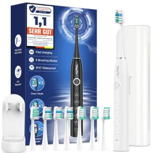 DESCUENTO: Cepillo de Dientes Eléctrico Sónico Blanqueador Dental – Cepillo Electrico Sónico Adultos con 8 Cabezales y Estuche, 5 Modos, IPX7 Impermeable, Cepillo Dientes Electrico Viaje Recargable, Blanco Perla | Oferta Amazon