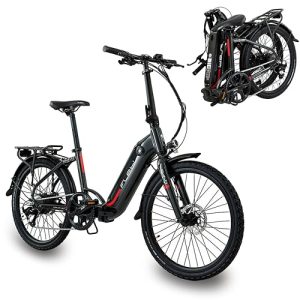 PROMOCIÓN: Flebi Bicicleta Eléctrica Plegable 24″ Swan con Autonomía 70km y Batería Extraíble 10.4Ah/374Wh + 7 Velocidades – E-Bike Urbana Unisex – Bici Eléctrica Adultos Compacta y Ligera – Color Gris al mejor precio