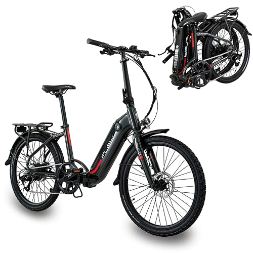 PROMOCIÓN: Flebi Bicicleta Eléctrica Plegable 24" Swan con Autonomía 70km y Batería Extraíble 10.4Ah/374Wh + 7 Velocidades - E-Bike Urbana Unisex - Bici Eléctrica Adultos Compacta y Ligera - Color Gris al mejor precio