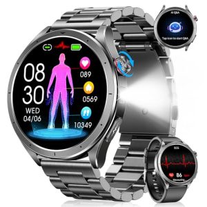 Reloj Inteligente Hombre con ECG+HRV, AI-GPT Smartwatch Hombre Militar con Llamadas 5.4, Presión Arterial, Pulsómetro, SpO2, Monitor de Sueño, 120+ Modos Deportivos Pulsera Actividad Android iOS Negro