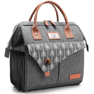 Lekesky Bolsa Termica Porta Alimentos Impermeable – Lonchera para Mujer con Gran Capacidad, Ideal para Trabajo, 11L, Gris con oferta