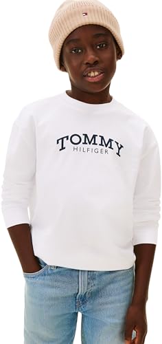 Tommy Hilfiger Camiseta de Manga Larga Chicos Monotype Print de algodón, Blanco , 16 Años en promoción