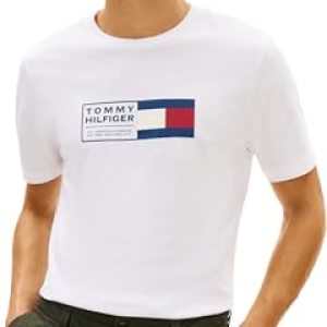PROMOCIÓN: Tommy Hilfiger Camiseta para Hombre Love Text Box tee MW0MW42366 S/S, Color Blanco, Talla M