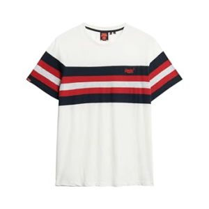 ¡GRAN PRECIO! Superdry, T.Shirt Essential Stripe tee, M1012209A, Brilliant White Chest Stripe, XXL, Hombre con oferta