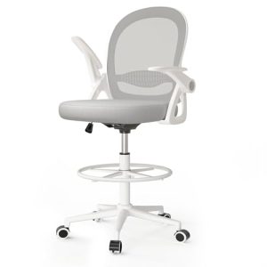 DESCUENTO: naspaluro Silla de Oficina con Anillo Reposapiés, Silla de Escritorio Gris al mejor precio