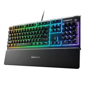 OFERTA: SteelSeries Apex 3 – Teclado Gaming – Iluminación RGB de 10 zonas – Resistencia al agua IP32 – Reposamuñecas magnético superior – Teclado Español en promoción