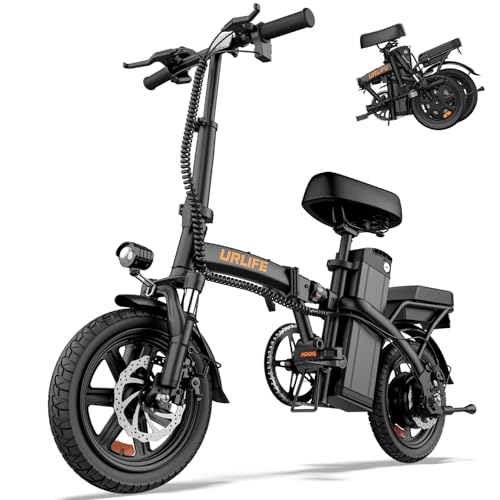 URLIFE Bicicleta eléctrica Plegable de 14", Bike con pedaleo asistido batería 48V 7.5AH, Bici eléctricas con Motor de 250W de Alta Velocidad Alcance máximo 40-60KM con oferta