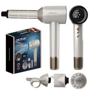 PROMOCIÓN: Cecotec Secador de Pelo Motor Brushless y Tecnología de Plasma DryGlam Waves Champagne. 1600W, 110000RPM, 4en1 Cabezales, Efecto Coanda, Pantalla Digital, Control Inteligente Calor, Función Memoria con oferta