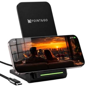 TOP VENTAS: POINT&GO Cargador Inalámbrico Qi 15W MAX, Base de con Cable para iPhone 16/15/14/13/12, Samsung Galaxy S25/S24/S23/S22 Google Pixel 9/8/7 y Otros Smartphones Compatibles con Qi con descuento