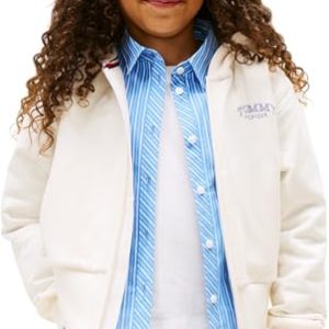 PROMOCIÓN: Tommy Hilfiger Sudadera Chicas con Cremallera y Logotipo en la Espalda, Marfil , 12 Años