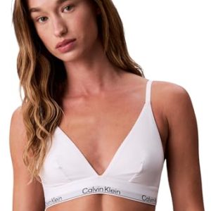 OFERTA: Calvin Klein Sujetador Triangular Mujer Unlined con Logotipo en la Cintura, Blanco , L