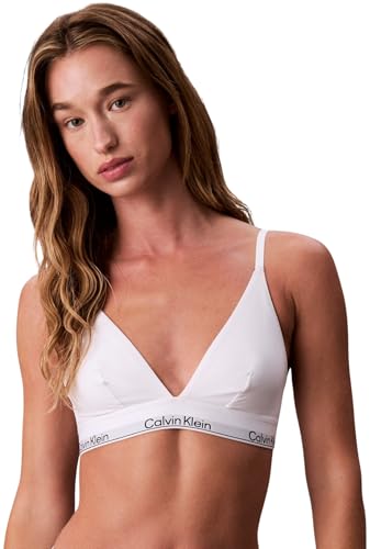 OFERTA: Calvin Klein Sujetador Triangular Mujer Unlined con Logotipo en la Cintura, Blanco , L