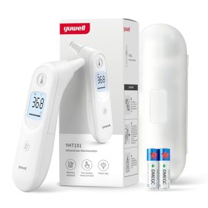 DESCUENTO: yuwell Termómetro de oído para niños y adultos, termómetro digital por infrarrojos ideal para uso doméstico, lectura precisa instantánea y alarma de fiebre con estuche de almacenamiento en promoción