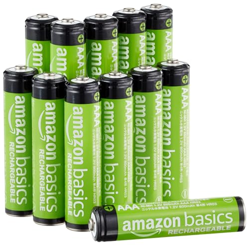 DESCUENTO: Amazon Basics paquete de 12 pilas AAA NiMH recargables, 800 mAh, 1,2 V, se recargan hasta 1000 veces, precargadas al mejor precio