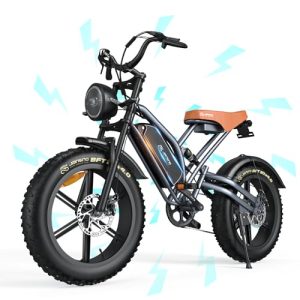 JANSNO Bicicleta Eléctrica 20″ x 4.0 Fat Tire, Homologada CE,batería extraíble de 48V 17Ah,Sistema de 7 velocidades, Frenos de Disco mecánicos Delanteros y Traseros, Bicicleta eléctrica para Adultos al mejor precio