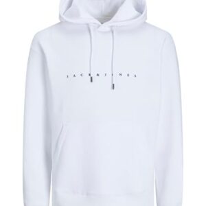 ¡GRAN PRECIO! JACK & JONES Jjestar JJ Sweat Hood Noos, Sudadera con Capucha Hombre, Blanco, M con descuento