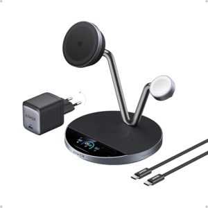 REBAJADO: Anker Prime Cargador Inalámbrico iPhone 3 en 1 Qi2 25W Pantalla Inteligente en promoción
