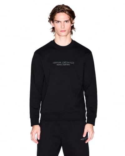 PROMOCIÓN: Armani Exchange Long Sleeve, Front On Tone Logo Camiseta de Chándal, Negro, XS Hombre, Negro, XS en promoción