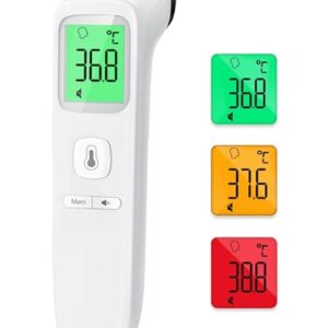 TOP VENTAS: Viproud Termometro digital para fiebre para bebés, niños y adultos, Termometro bebe infrarrojo sin contacto para la Termómetro frente,con mediciones precisas instantáneas,alarma de fiebre