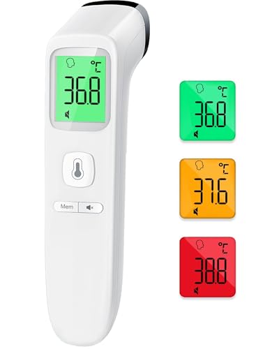 TOP VENTAS: Viproud Termometro digital para fiebre para bebés, niños y adultos, Termometro bebe infrarrojo sin contacto para la Termómetro frente,con mediciones precisas instantáneas,alarma de fiebre