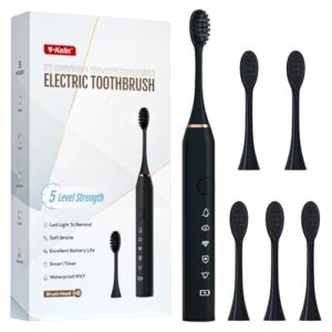 PROMOCIÓN: Y-Kelin Cepillo de Dientes Eléctrico Sónico Recargable, 6 Cabezales DuPont, 5 Modos con Blanqueamiento, Temporizador 2 Min, IPX7 Impermeable | Oferta Amazon