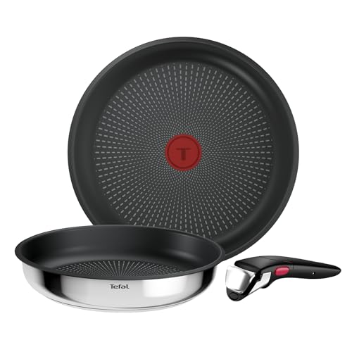 ¡GRAN PRECIO! Tefal Ingenio Comfort Max - Juego de 2 Sartenes, Acero inoxidable rebajado hoy