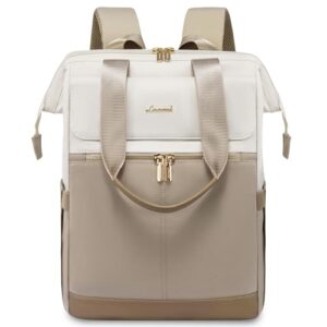 ¡GRAN PRECIO! LOVEVOOK Mochila Portatil Mujer, 15.6 Impermeable Antirrobo Backpack, Mochilas para Ordenador Portátil con Carga USB para la Profesora Trabajo Viajes Universidad Colegio, Caqui Beige al mejor precio