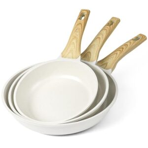 OFERTA: GiPP Juego de 3 Sartenes 24/26/28 cm, Antiadherentes Sin Toxicos, Blanco rebajado hoy