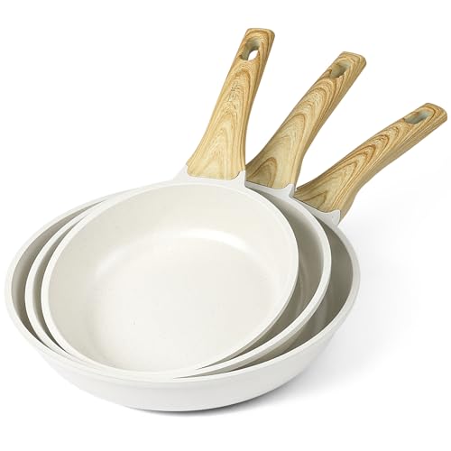 OFERTA: GiPP Juego de 3 Sartenes 24/26/28 cm, Antiadherentes Sin Toxicos, Blanco rebajado hoy