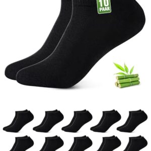 ¡GRAN PRECIO! Effeet 10 Pares Calcetines Tobilleros Hombre Mujer De Bambú – Calcetines Cortos Hombre Verano, Absorción Humedad, Ultra Suaves, Transpirables, Anti-Sudor, Negro, 43-46