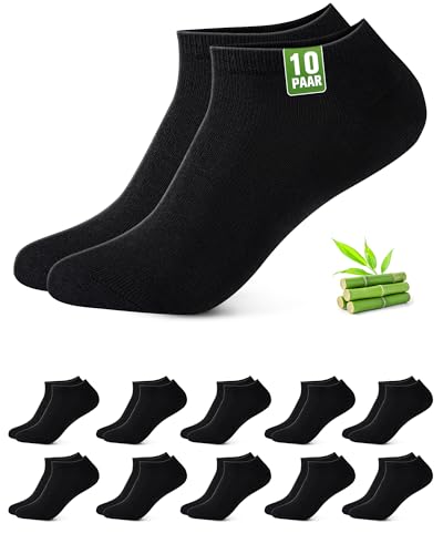 ¡GRAN PRECIO! Effeet 10 Pares Calcetines Tobilleros Hombre Mujer De Bambú – Calcetines Cortos Hombre Verano, Absorción Humedad, Ultra Suaves, Transpirables, Anti-Sudor, Negro, 43-46