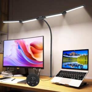 DESCUENTO: Lámpara de Escritorio LED Regulable, 118 cm con 4 Barras de Luz, Flexo Escritorio con Pinza, 24W 1960LM, Cuello de Cisne, 5 Colores y 10 Niveles de Brillo Luz Monitor para Dibujo Leer Estudiar con descuento