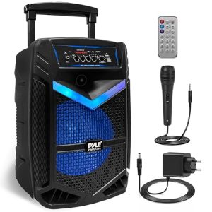 DESCUENTO: Pyle sistema de altavoces, PA, 800W, , portatil, recargable, exteriores, subwoofer de 12”, tweeter de 1”, función de grabación, micrófono, luces de fiesta, Radio USB/SD, color negro