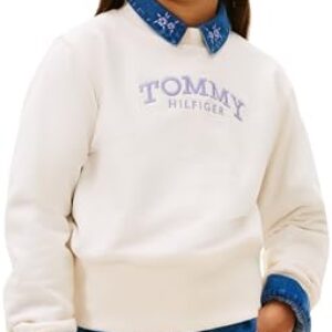 PROMOCIÓN: Tommy Hilfiger Sudadera Chicas High Crew Neck con Cuello Redondo, Marfil , 14 Años rebajado hoy