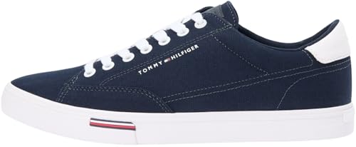 DESCUENTO: Tommy Hilfiger Sneaker con Suela Vulcanizada Hombre Long Lace Canvas Low Top, Azul , 42 con oferta