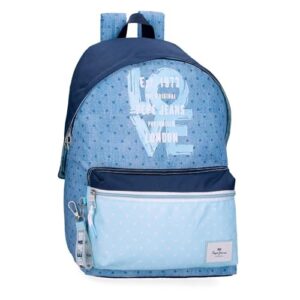 REBAJADO: Pepe Jeans Noni Denim Mochila Escolar, Azul, Portátil 15,6 | 31x44x17,5 cms en promoción