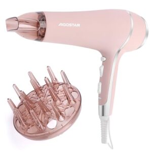 OPORTUNIDAD: Aigostar Secador de Pelo Profesional 2400W Iónico con Difusor, Rosa | 3 Temperaturas y 2 Velocidades, Botón de Aire Frío, Anilla para Colgar, Accesorios Estables, Ideal para Hogar y Regalo