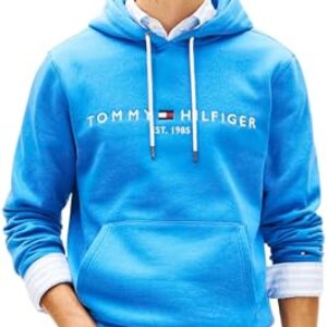 DESCUENTO: Tommy Hilfiger Sudadera Hombre Logo con Capucha, Azul , M en promoción