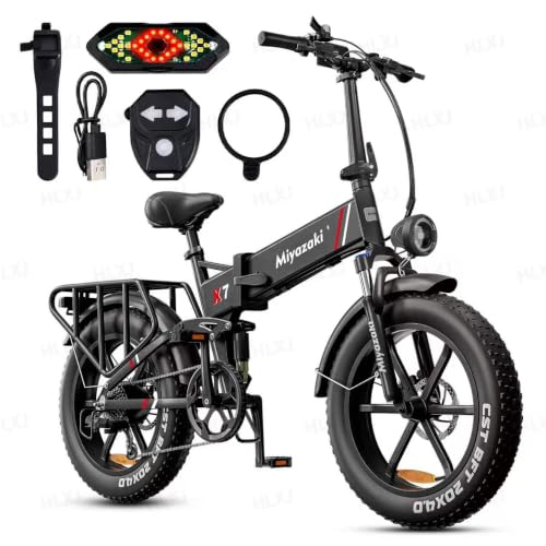 ¡GRAN PRECIO! Miyazaki Bicicleta eléctrica Plegable para Adultos, batería extraíble con certificación UL, Cuadro de Aluminio Ligero, Bicicleta eléctrica con neumáticos Gruesos de 20"X4.0",Intermitentes rebajado hoy