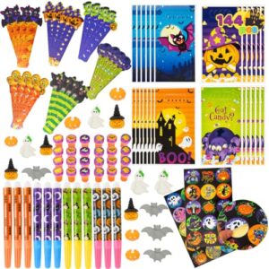 JOYIN 144 Piezas, 24 Unidades, Surtido de Artículos de Papelería Temática de Halloween, Incluye Lápices, Reglas, Pegatinas, Sellos y Borradores en Regalo para Niños Truco o Trato rebajado hoy