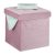 Relaxdays Taburete Plegable de Terciopelo, Reposapiés con Almacenaje, Acolchado, 38 x 38 x 38 cm, Puff para Salón, Rosa
