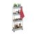 Relaxdays Estantería con Ruedas, Plástico, 98 x 15,5 x 40,5 cm, Carrito Estrecho para Baño y Cocina, 4 Ganchos, Gris, Acero Inoxidable